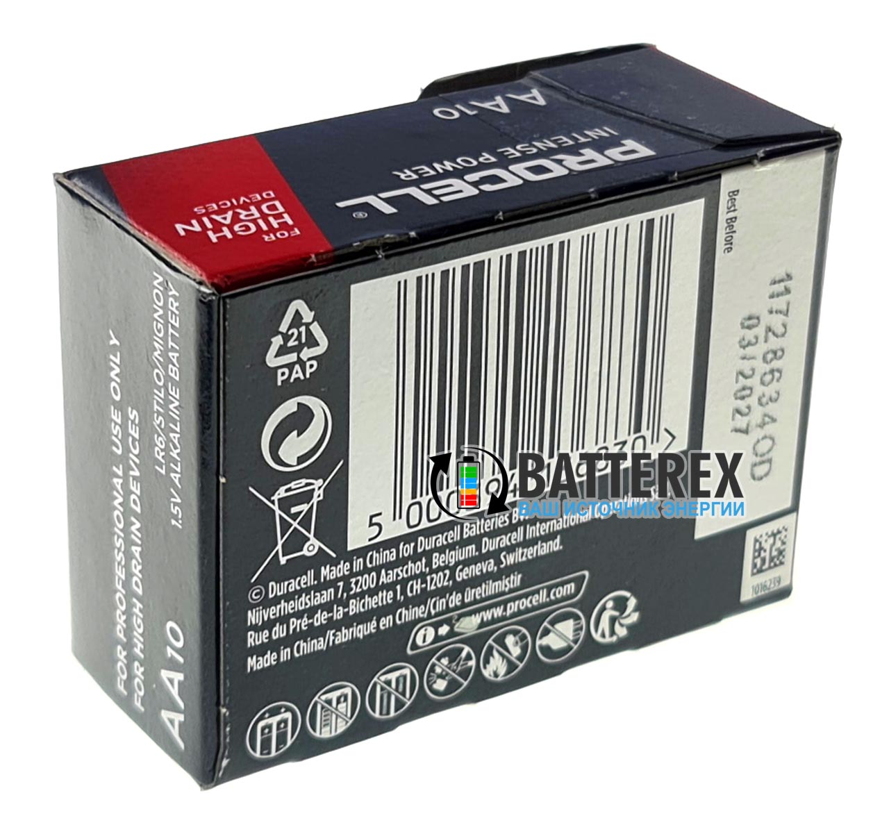 Батарейки щелочные АА Duracell Procell Intense Alkaline LR6